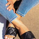 5.5 / Black Shreena Quilted Slide Sandals - FINAL SALE - kitchencabinetmagic