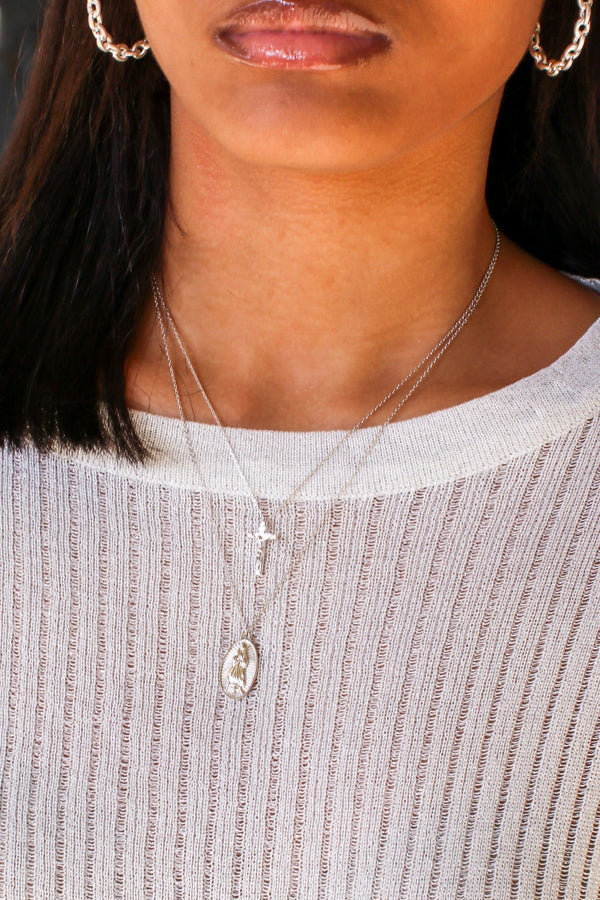 Silver Carolla Cross Layered Necklace - angrybureaucrat