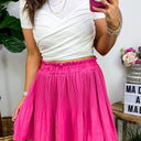 Hot Pink / S Precious Intrigue Ruffle Waist Pleated Skirt - FINAL SALE - kitchencabinetmagic