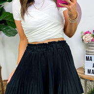 Black / S Precious Intrigue Ruffle Waist Pleated Skirt - FINAL SALE - kitchencabinetmagic
