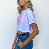  Retro Checkered Print Graphic Crop Top - FINAL SALE - kitchencabinetmagic