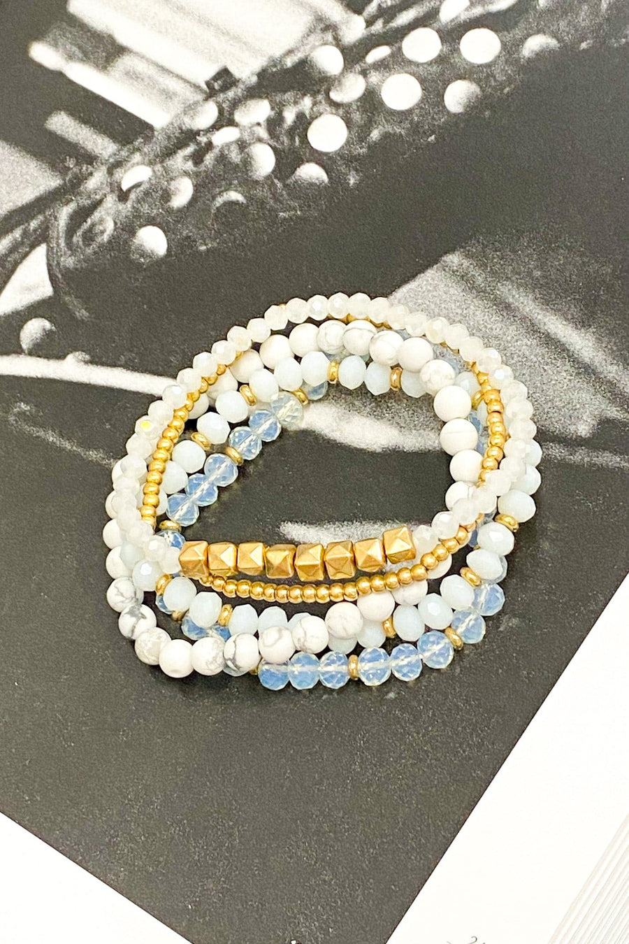 Howlite Miana Beaded Bracelet Stack - kitchencabinetmagic