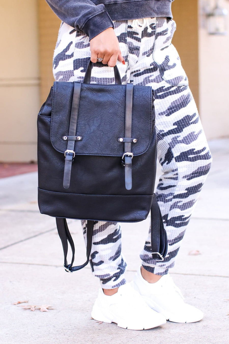Black Trend Ambassador Faux Leather Backpack - FINAL SALE - kitchencabinetmagic