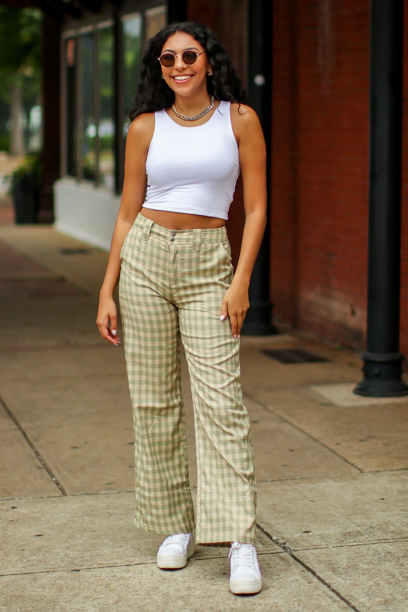  Keep it Cool Plaid Print Wide Leg Pants - FINAL SALE - kitchencabinetmagic