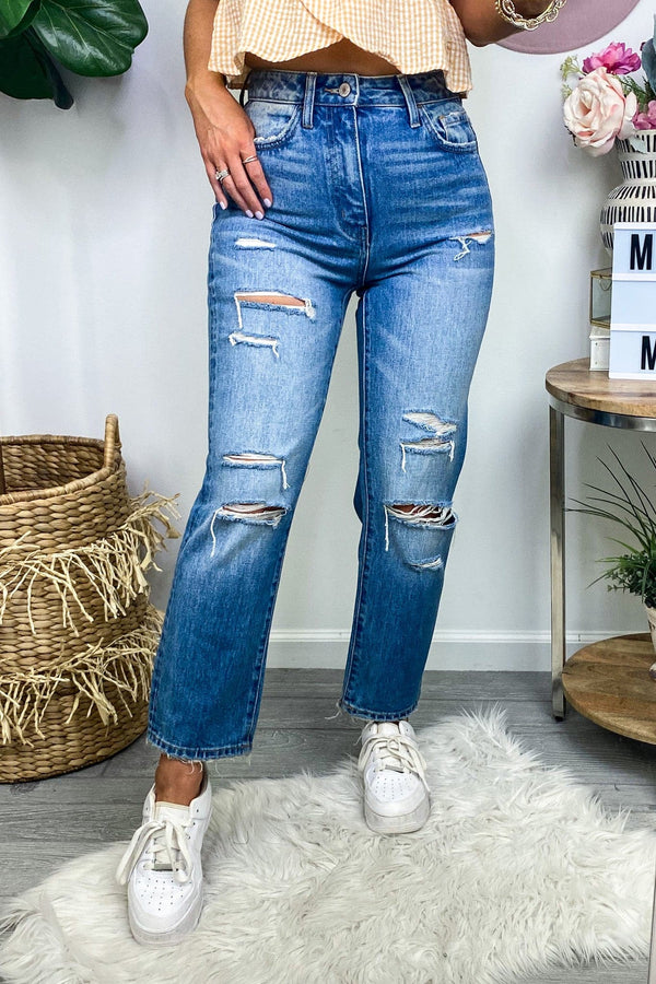  Harlyn High Rise Distressed Crop Straight Jeans - angrybureaucrat