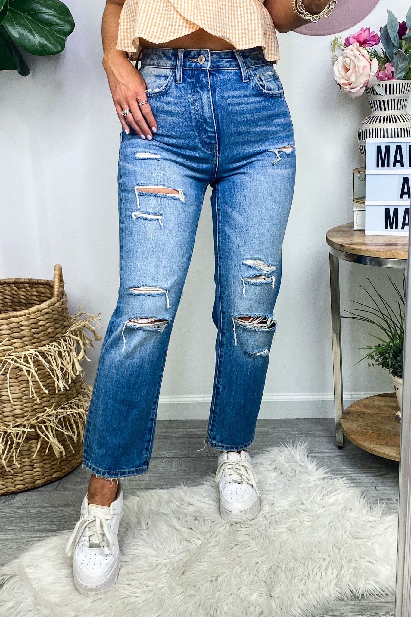  Harlyn High Rise Distressed Crop Straight Jeans - kitchencabinetmagic