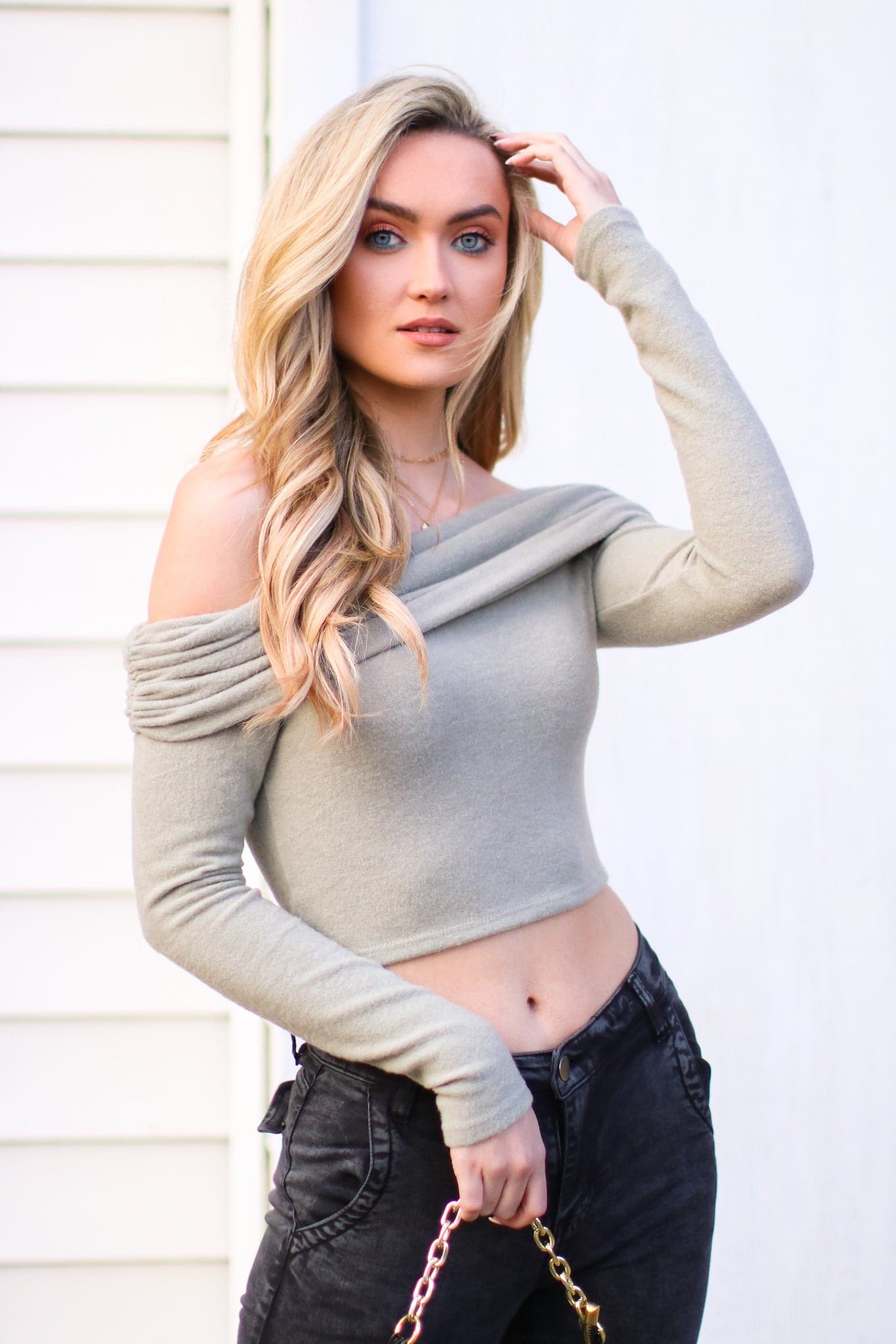 Olive / S Raina Off Shoulder Crop Top - FINAL SALE - kitchencabinetmagic