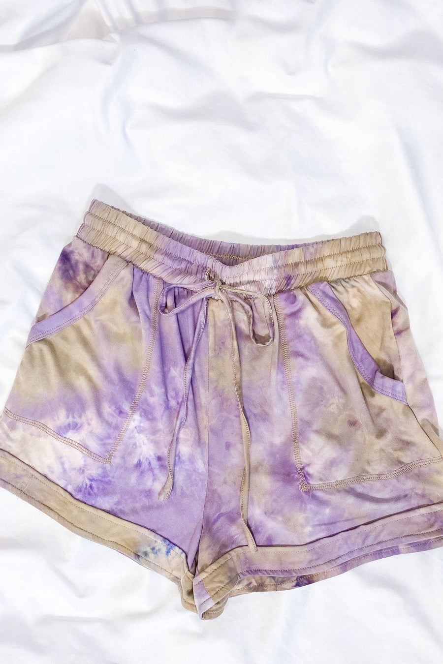 S / Taupe/Purple Idris Cloudwash Drawstring Shorts - FINAL SALE - kitchencabinetmagic