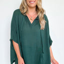 Hunter Green / S Indrah Relaxed Fit Thermal Pocket Top - FINAL SALE - kitchencabinetmagic