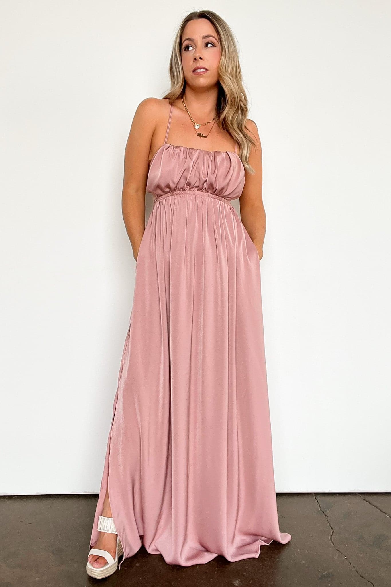 S / Rose Irresistible Essence Shirred Maxi Dress - kitchencabinetmagic