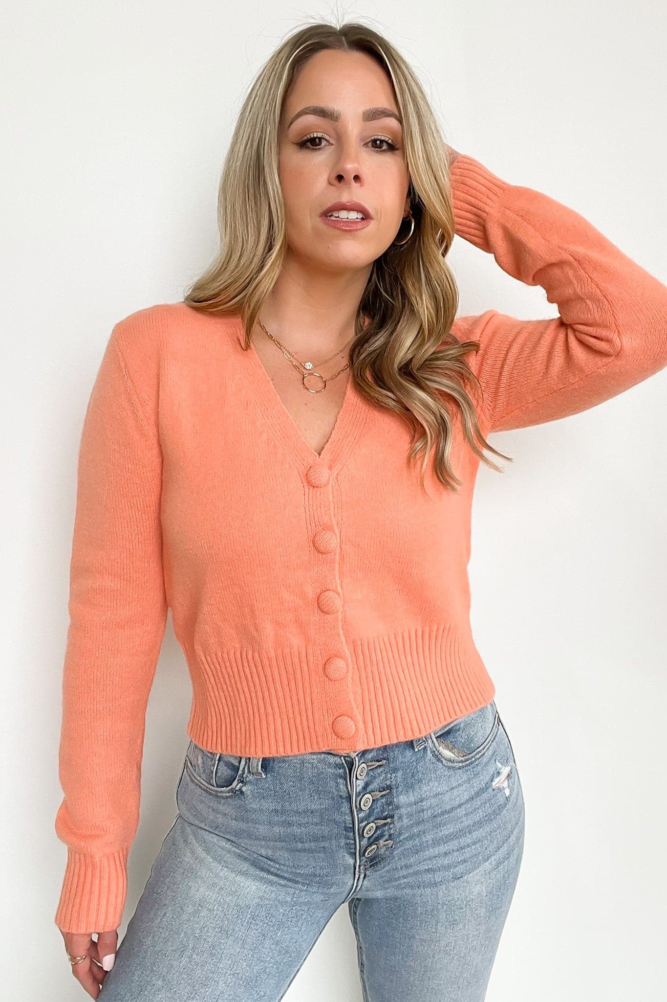  Jasiah Fuzzy Knit Button Down Sweater - kitchencabinetmagic