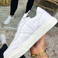 White / 6 Just Run With It Lace Up Sneakers - kitchencabinetmagic