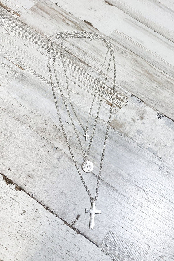 Silver Kairie Cross Layered Necklace - angrybureaucrat
