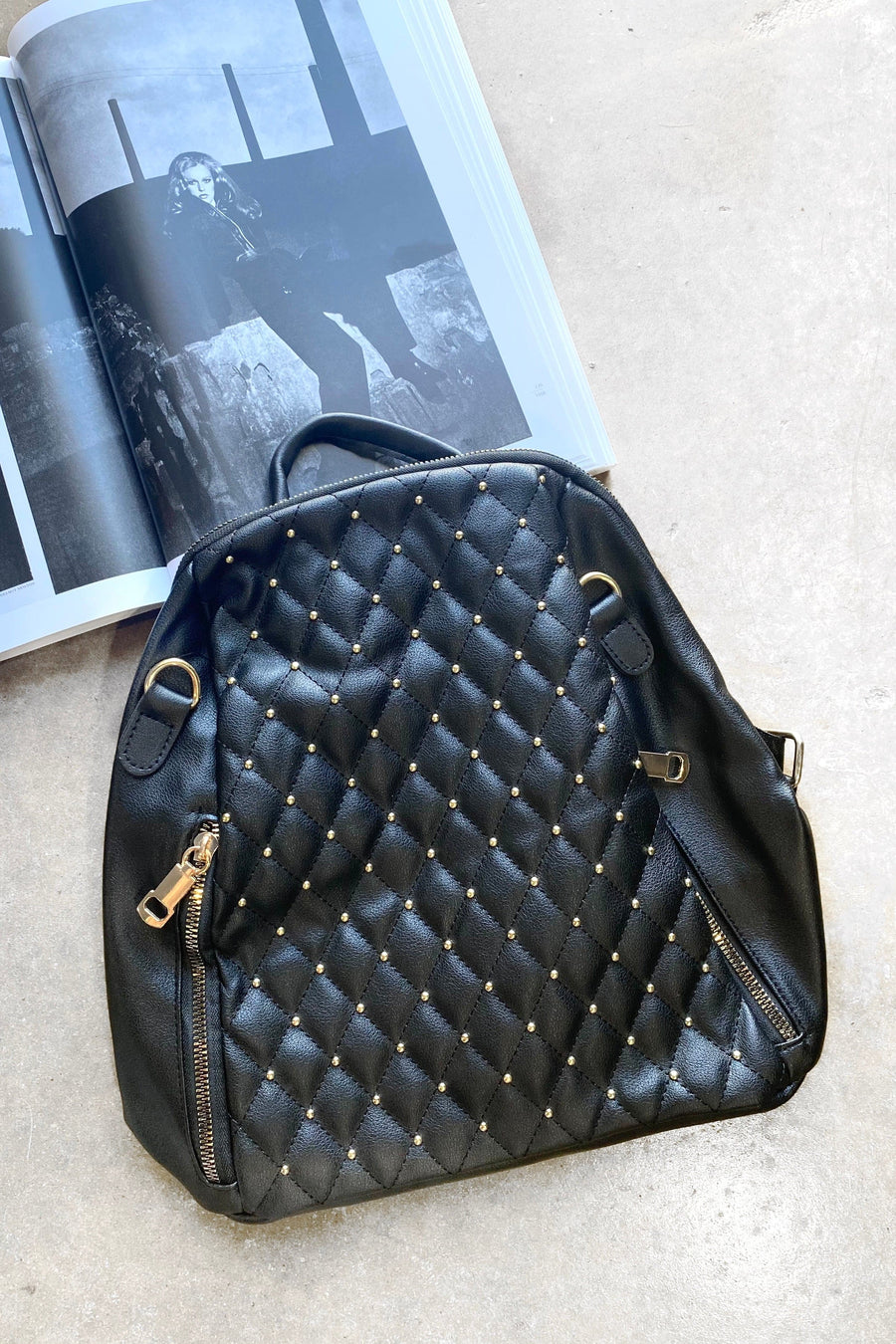 Black Kardi Studded Convertible Backpack - kitchencabinetmagic