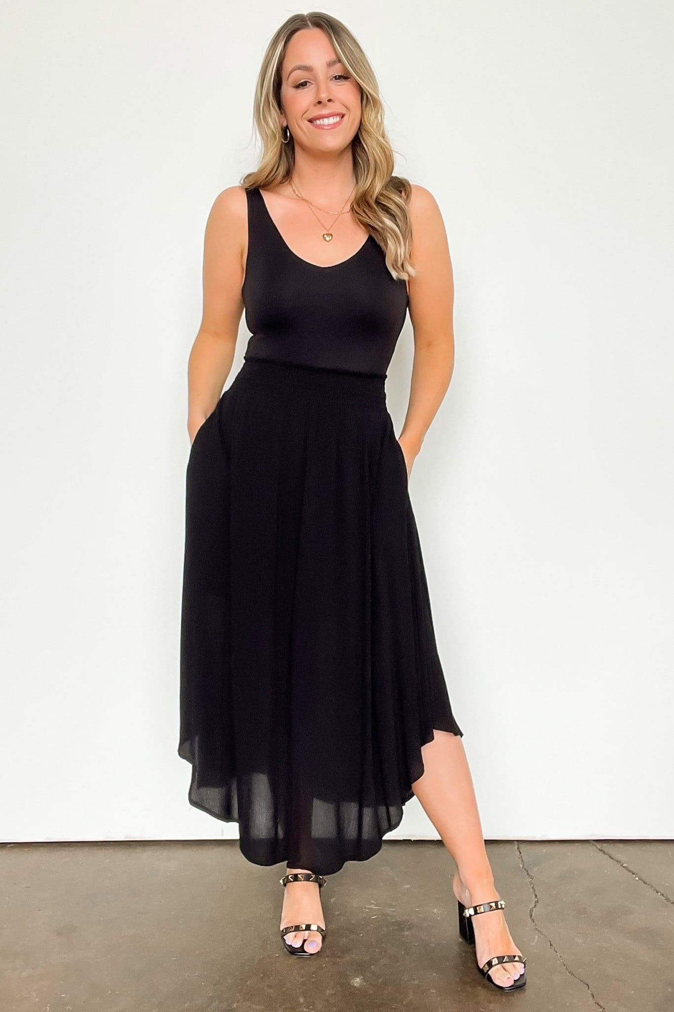 Black / S Katherinah High Rise Smocked Maxi Skirt - BACK IN STOCK - kitchencabinetmagic