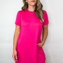 Fuchsia / S Kayline Short Rolled Sleeve Dress - kitchencabinetmagic