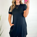 Black / S Kayline Short Rolled Sleeve Dress - kitchencabinetmagic