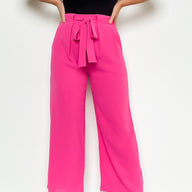 S / Pink Kelvin Wide Leg Tie Front Pants - BACK IN STOCK - kitchencabinetmagic