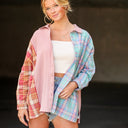  Late Goodbye Plaid Contrast Color Block Top - BACK IN STOCK - kitchencabinetmagic