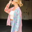  Late Goodbye Plaid Contrast Color Block Top - BACK IN STOCK - kitchencabinetmagic