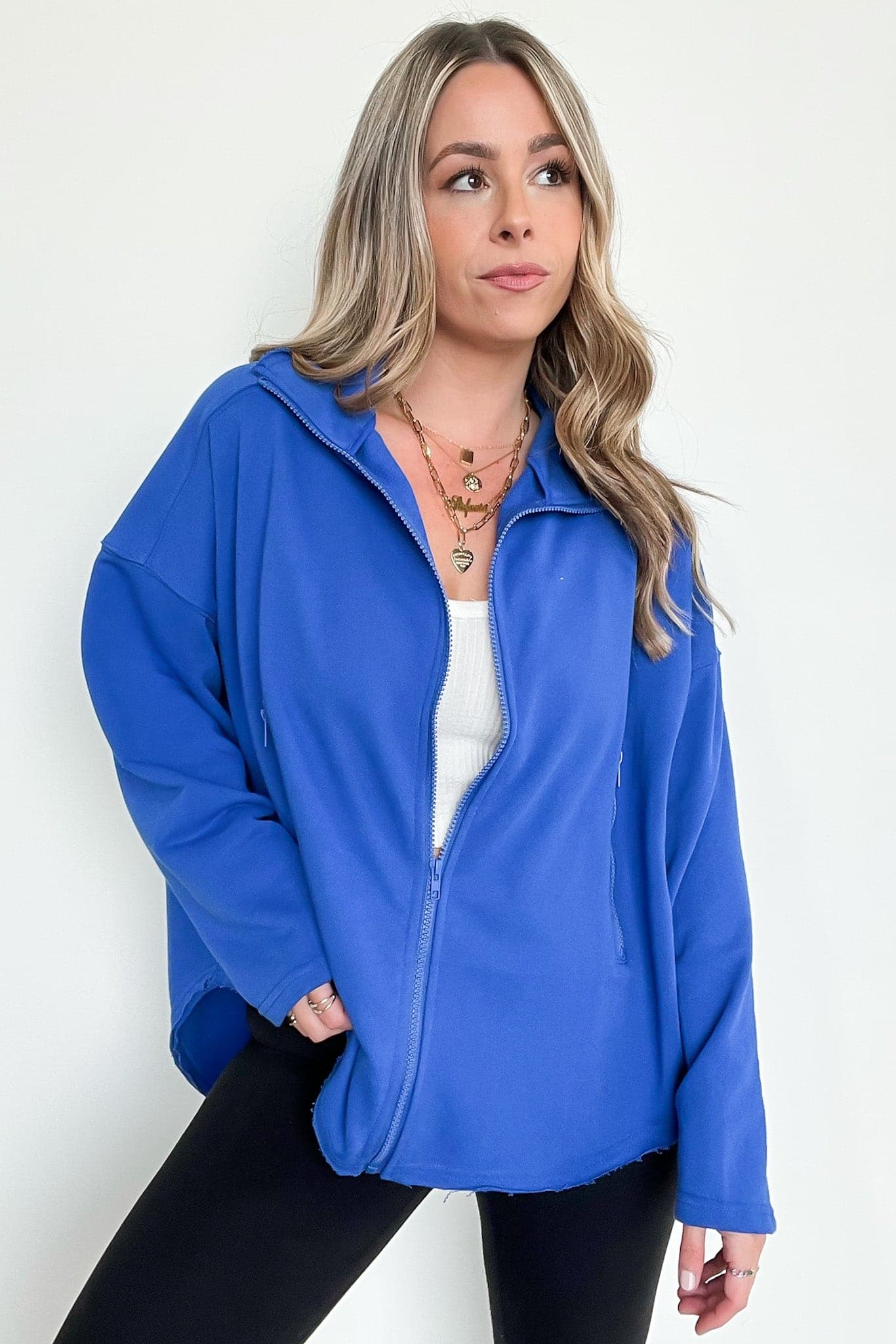  Leyton Exposed Seam Dolman Zip Up Jacket - BACK IN STOCK - kitchencabinetmagic