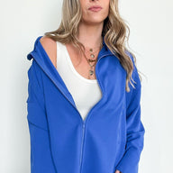 Cobalt / S Leyton Exposed Seam Dolman Zip Up Jacket - BACK IN STOCK - kitchencabinetmagic