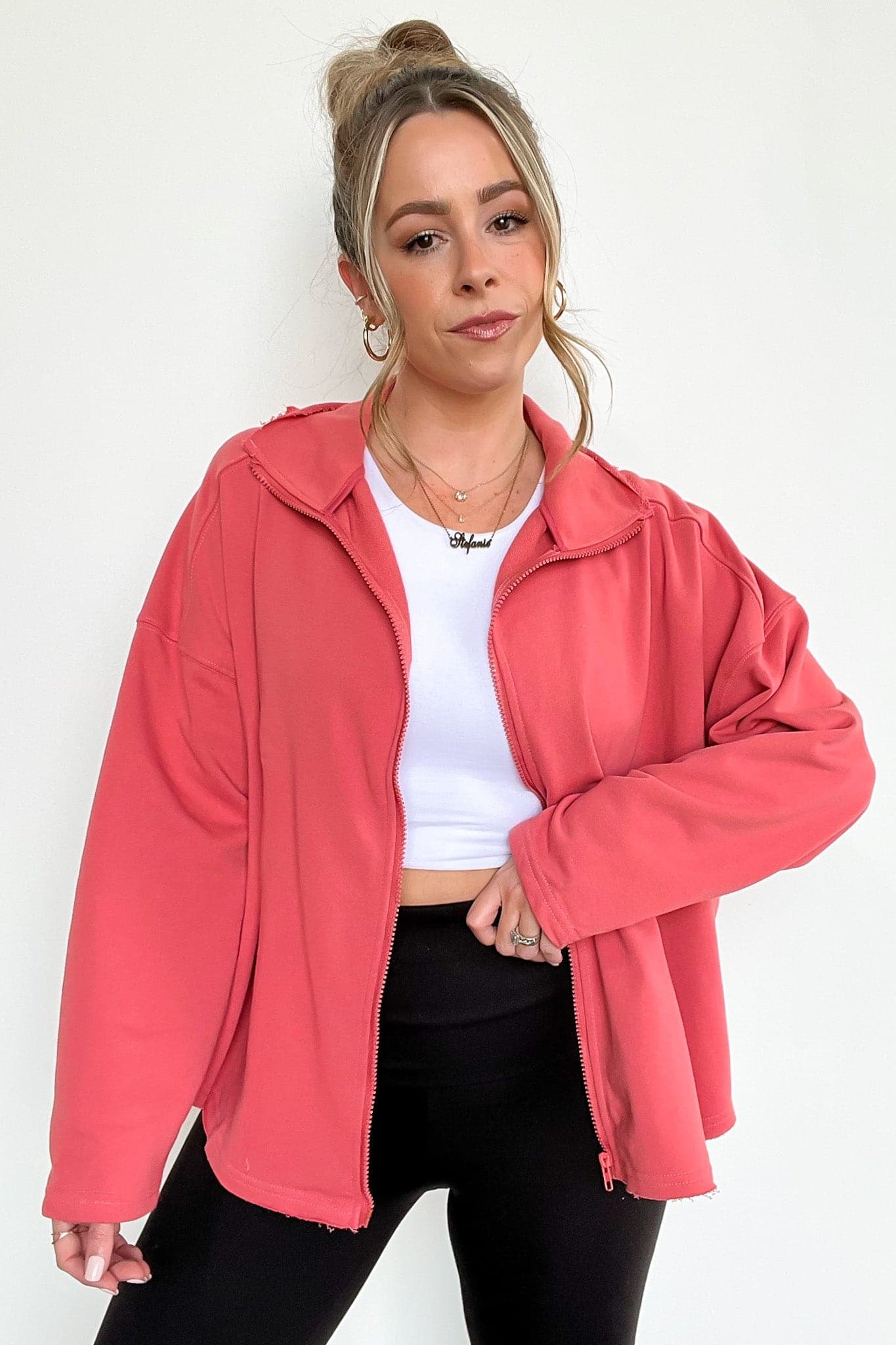  Leyton Exposed Seam Dolman Zip Up Jacket - BACK IN STOCK - kitchencabinetmagic