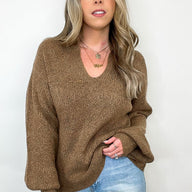  Lilsah V-Neck Knit Top - FINAL SALE - kitchencabinetmagic