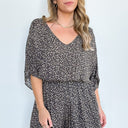 S / Gray Lisle V-Neck Floral Romper - FINAL SALE - kitchencabinetmagic