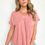 S / Mauve Lochlan Short Sleeve Babydoll Top - BACK IN STOCK - kitchencabinetmagic