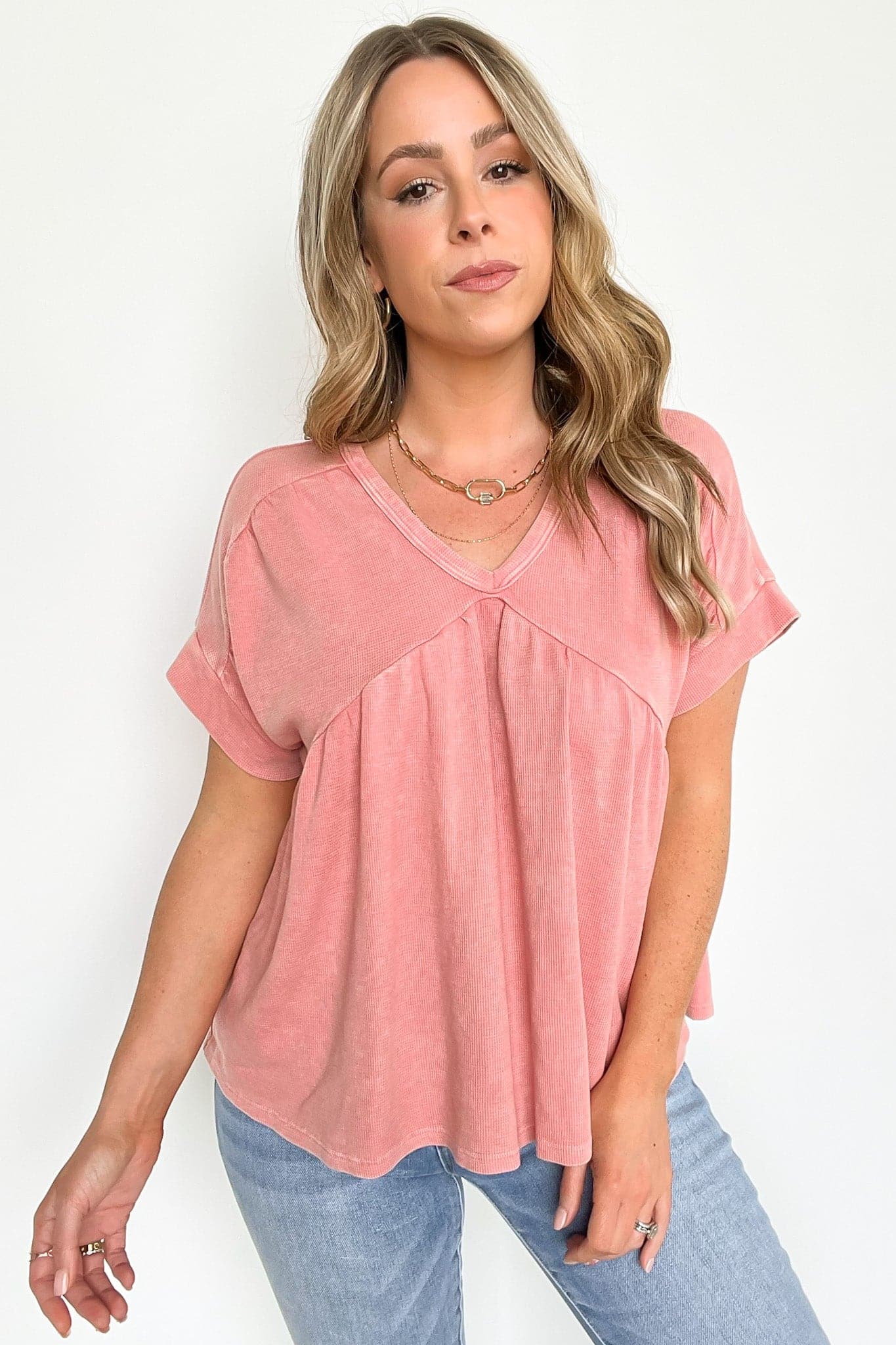 S / Mauve Lochlan Short Sleeve Babydoll Top - BACK IN STOCK - kitchencabinetmagic