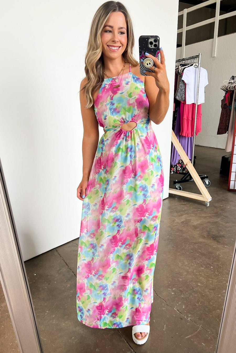  Looking so Flirty Floral Cutout Maxi Dress - kitchencabinetmagic