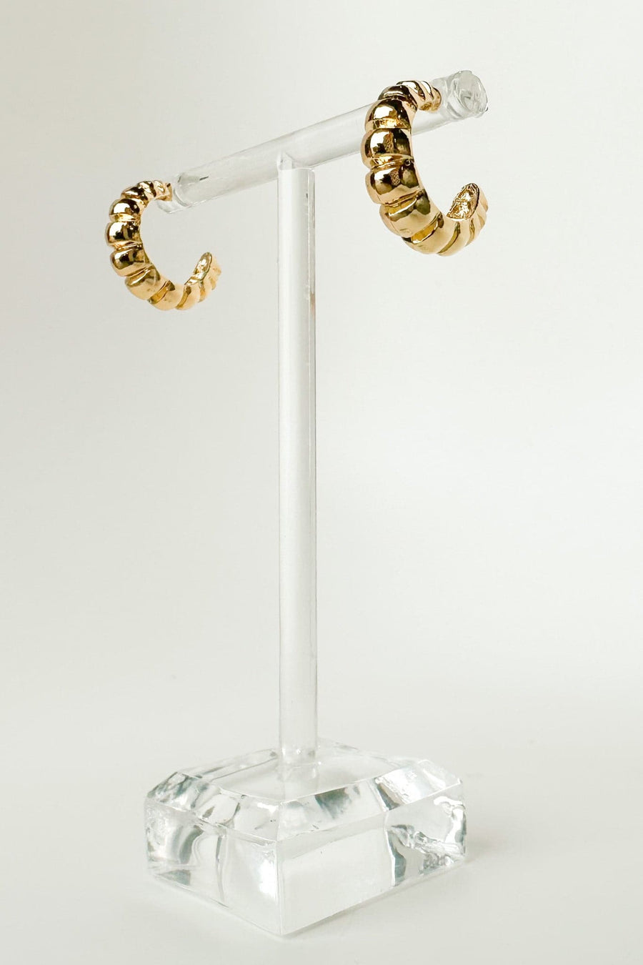 Gold Loreto Convex Textured Hoop Earrings - kitchencabinetmagic