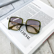 Green Main Frame Oversized Gradient Sunglasses - kitchencabinetmagic