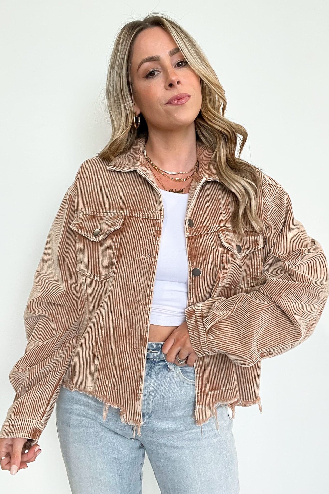 Teddy Bear / S Mainstream Raw Edge Corduroy Jacket - kitchencabinetmagic