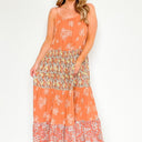  Marisela Color Block Floral Maxi Dress - kitchencabinetmagic