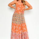 S / Rust Marisela Color Block Floral Maxi Dress - kitchencabinetmagic