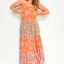  Marisela Color Block Floral Maxi Dress - kitchencabinetmagic