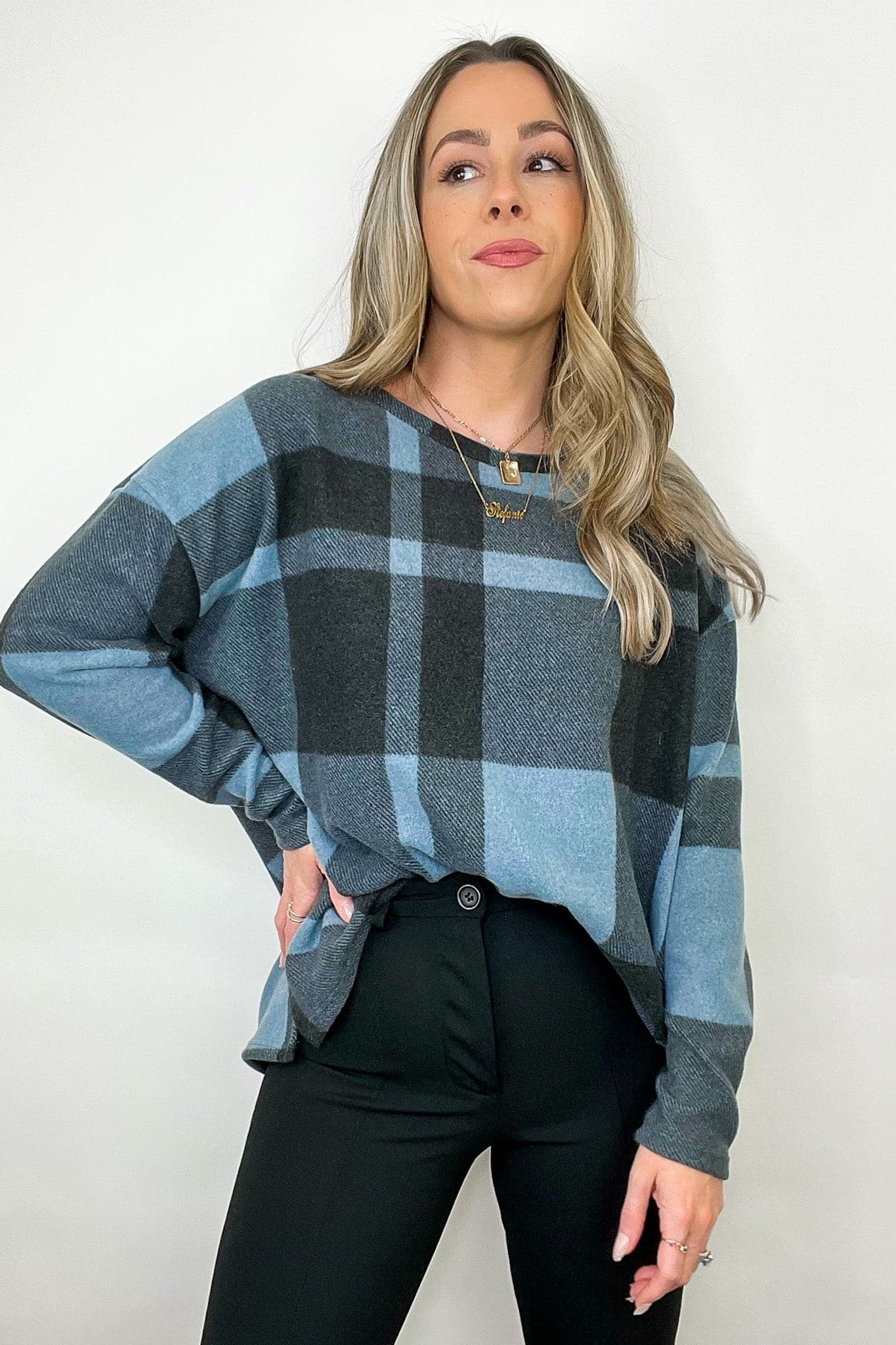  Maysie Plaid Print Top - FINAL SALE - kitchencabinetmagic