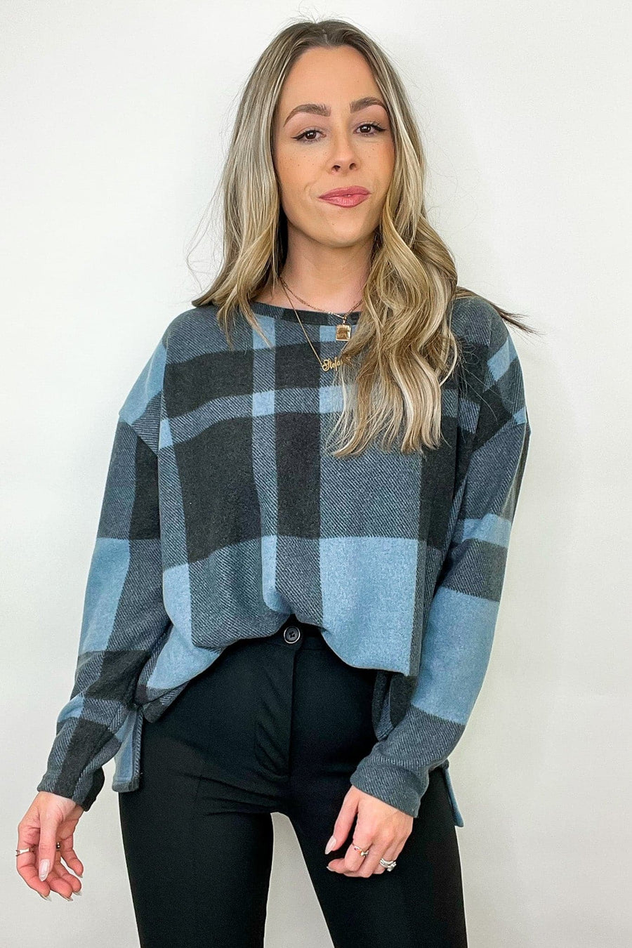  Maysie Plaid Print Top - FINAL SALE - kitchencabinetmagic