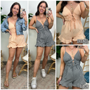  Meranda Gingham Tie Front Romper - kitchencabinetmagic