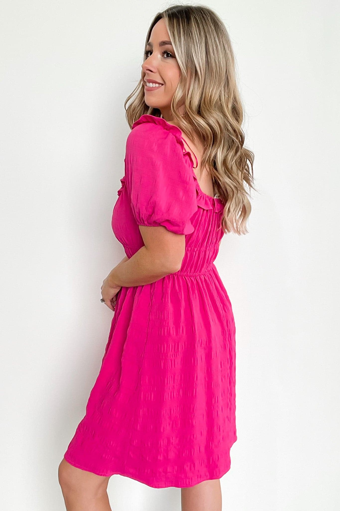  Meren Textured Ruffle Trim Dress - FINAL SALE - kitchencabinetmagic