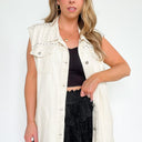 S / Cream Merissa Studded Button Down Vest - kitchencabinetmagic