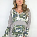  Michella Camo Contrast Hooded Top | CURVE - FINAL SALE - kitchencabinetmagic