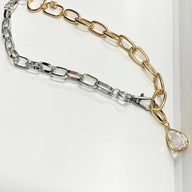 Gold/Silver Mims Crystal Accent Mixed Metal Chain Necklace - FINAL SALE - kitchencabinetmagic