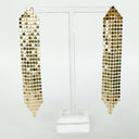 Gold Mirrorball Mesh Sequin Drop Earrings - kitchencabinetmagic