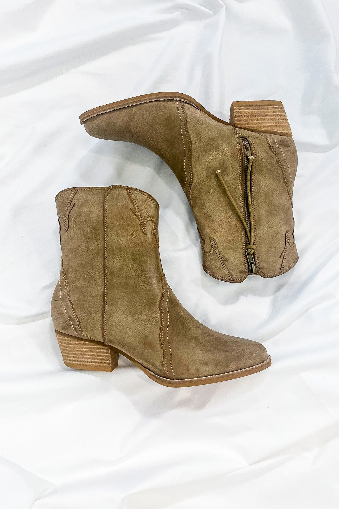 Taupe / 5.5 New Frontier Western Booties - kitchencabinetmagic