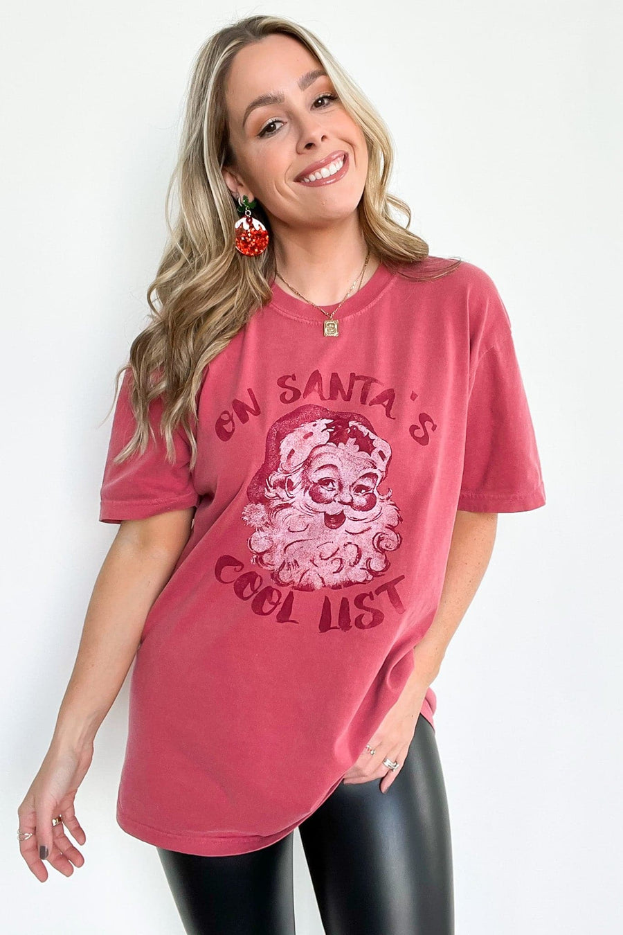 S / Crimson DOORBUSTER On Santa's Cool List Graphic Tee - FINAL SALE - kitchencabinetmagic