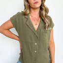  Opheliah Short Sleeve Button Down Top - kitchencabinetmagic