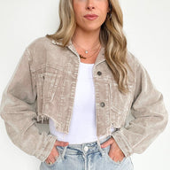  Perfect Promise Cropped Distressed Corduroy Jacket - FINAL SALE - kitchencabinetmagic